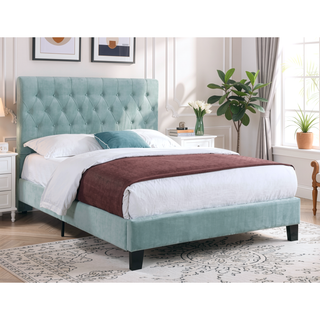 Sunvega Blue Full Upholstered Bed with Transitional Style for Bedroom