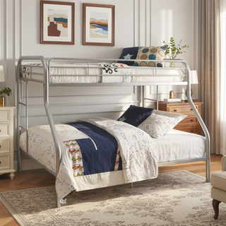 Sunvega Twin/Full Metal Bunk Bed with Slat System and Guardrail