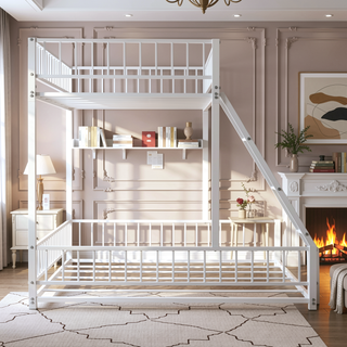 Sunvega Heavy Duty Twin XL over Queen Metal Bunk Bed Frame with Safety Guardrails