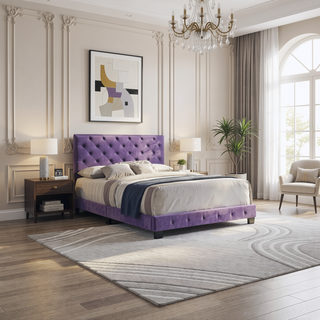Sunvega Transitional Purple Full Bed With Durable Construction And Simple Assembly