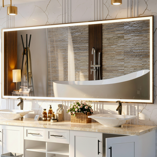 Sunvega Oversized 72x32 Inch LED Bathroom Mirror with 3 Color Modes and Aluminum Frame