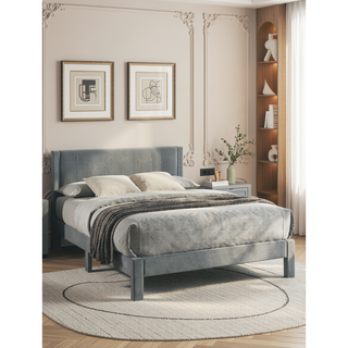 Sunvega Pink Ribbed Upholstered Headboard with Low-Profile Frame for Youth Bedroom