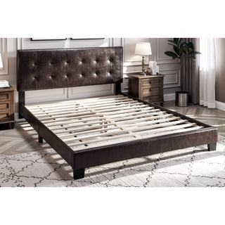 Sunvega Queen Size Brown Faux Leather Contemporary Rectangle Headboard