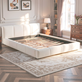 Sunvega Stylish Gray Upholstered King Bed with Faux Leather and Wood Frame