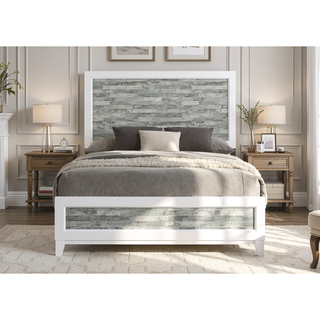 Sunvega Modern Contemporary Style King Panel Bed with Tall Headboard and Footboard