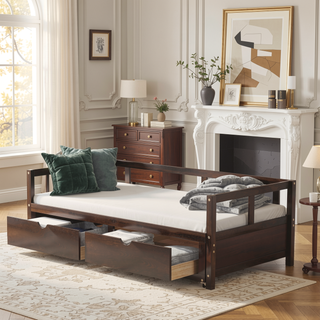 Sunvega Extending Daybed with Trundle for Spontaneous Guests from Twin to King Size