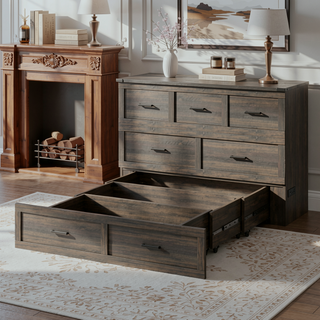Sunvega Queen Murphy Bed Cabinet with Charging Station and Storage Drawer