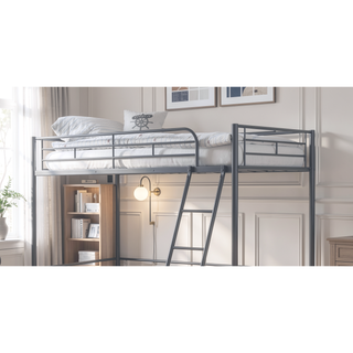 Sunvega Contemporary Style Twin Loft Bed With Open Area Underneath Black Metal