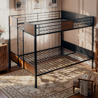 Sunvega Modern Full over Full Bunk Bed with Safety Rail and Built-in Ladder