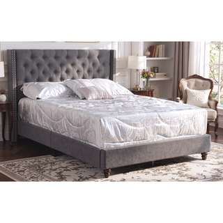 Sunvega Upholstered Transitional Queen Bed In Gray With Excellent Back Support