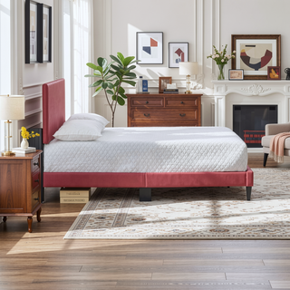 Sunvega White Faux Leather Upholstered Queen Bed with Adjustable Headboard