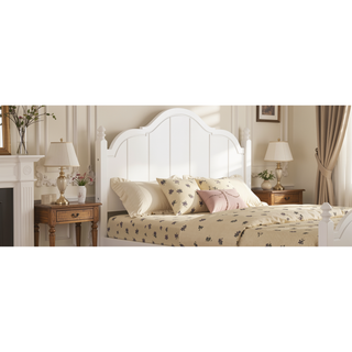 Sunvega Vintage Queen Bed Frame with Headboard and Slats Support
