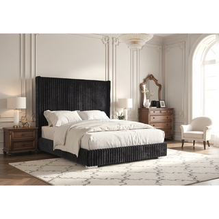 Sunvega Contemporary White Fur Chenille Fabric Mattress Ready Queen Size Bed