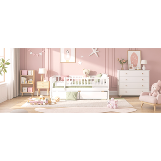 Sunvega Twin Size Daybed with Two Drawers Made of Solid Pine Wood