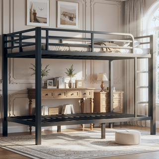 Sunvega Metal Full over Full Bunk Bed for Teens and Adults with Noise Reduction and Storage