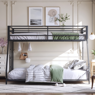 Sunvega Twin Over Full Metal Bunk Bed with Removable Stairs for Teens and Adults