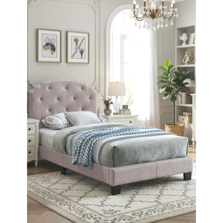 Sunvega European Style Light Brown Burlap Button Tufted Headboard with Support Legs