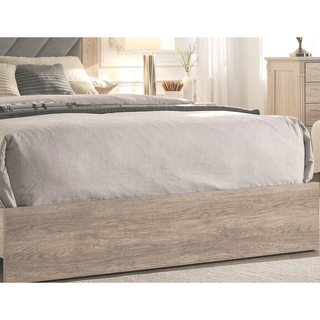 Sunvega Contemporary Cream California King Size Bed with V-Design Headboard