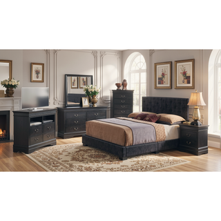 Sunvega Sleek Black Full Bed Frame with Chic Finish for Casual Elegance