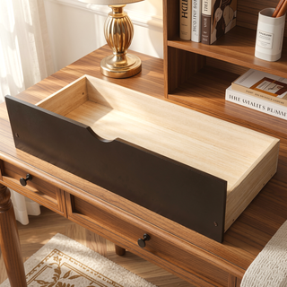 Sunvega Twin Size Platform Bed with Trundle in Espresso Made of Solid Wood