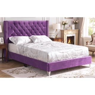 Sunvega Vibrant Purple Upholstered Full Bed with Transitional Design and Sturdy Frame