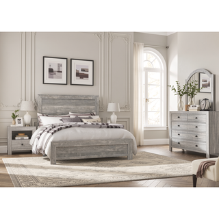 Sunvega Natural Finish Full Bed with Headboard Footboard and Rails