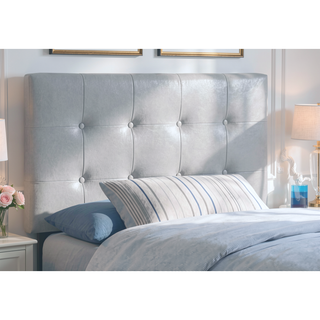 Sunvega Twin Size Upholstered Headboard in Grey Leather Look Fabric for Bedroom