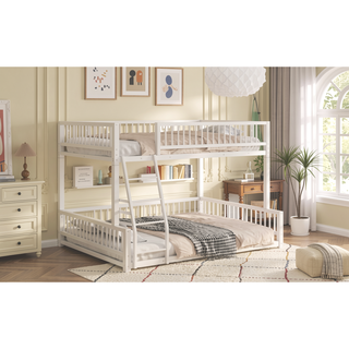 Sunvega Heavy Duty Twin XL over Queen Metal Bunk Bed Frame with Safety Guardrails