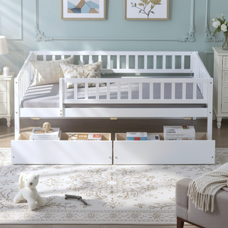 Sunvega Twin Size Daybed with Two Drawers Made of Solid Pine Wood