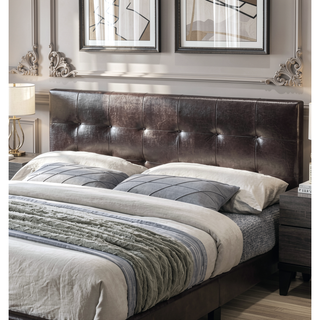 Sunvega Queen Size Brown Faux Leather Contemporary Rectangle Headboard
