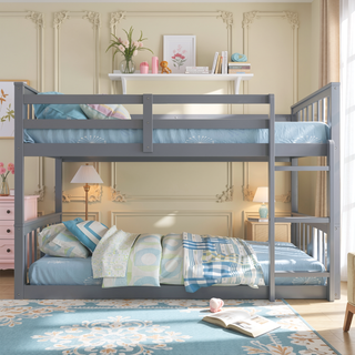 Sunvega Twin Over Twin Bunk Bed with Ladder and Guardrail for Shared Rooms