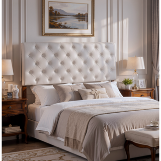 Sunvega Pink Faux Leather Tufted Panel Headboard with Adjustable Height