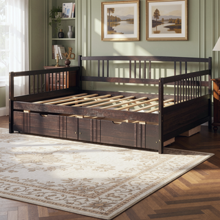 Sunvega Full Size Wood Daybed with Two Drawers for Extra Storage Space, White