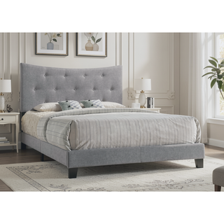 Sunvega Grey Queen Bed with Tufted Headboard and Button Tufted Design