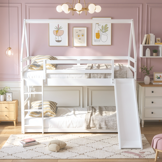 Sunvega Twin Size House Bunk Bed with Slide and Ladder for Kids Room