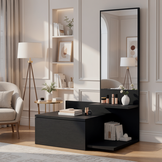 Sunvega Wenge Floating Vanity with Integrated Mirror for Modern Small Bathrooms