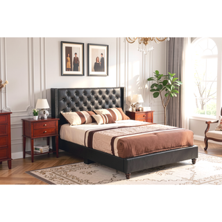 Sunvega Sleek Transitional Black Upholstered Full Bed with Durable Construction