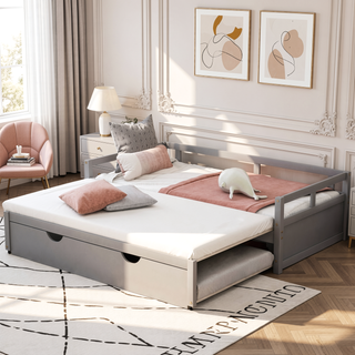 Sunvega Extending Daybed with Trundle for Spontaneous Guests from Twin to King Size