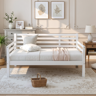 Sunvega Full Size Wooden Daybed with Clean Modern Design and Safety Rails