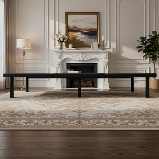 Sunvega Sleek Black Upholstered Twin Platform Bed Base with Ample Underbed Storage