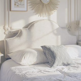 Sunvega Upholstered Queen Size Headboard with Durable Metal Legs and Nailhead Trim