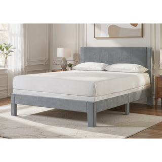 Sunvega Pink Ribbed Upholstered Headboard with Low-Profile Frame for Youth Bedroom