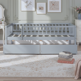 Sunvega Twin Size Daybed with Two Drawers Made of Solid Pine Wood