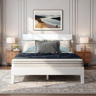 Sunvega Full Platform Bed with 28-Slat Support System in Solid Pine