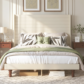 Sunvega Stylish High Headboard Bed with 54 Inch Design for Reading and Relaxing