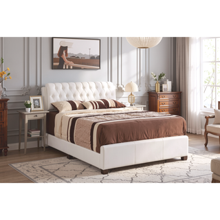Sunvega Sleek And Stylish Contemporary White King Bed For Bedroom