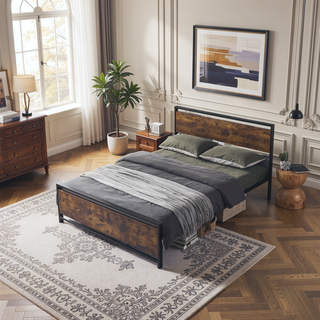 Sunvega Modern Sturdy Twin Size Metal Bed Frame with Strong Steel Structure for Bedroom