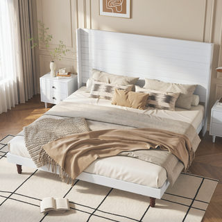 Sunvega Stylish High Headboard Bed with 54 Inch Design for Reading and Relaxing