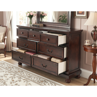 Sunvega Antique Cherry Wood Dresser with 65 by 18 by 40 Inch Dimensions