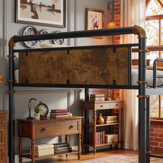 Sunvega Industrial Twin XL over Twin XL Metal Bunk Bed with Safety Rails and Ladder